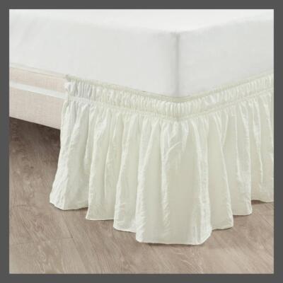 Queen/King/Cal King Single Ruched Ruffle Elastic Easy Wrap Around Bedskirt