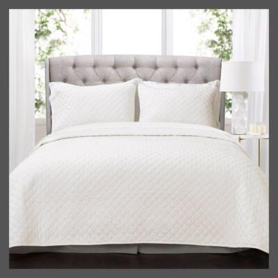 Набор лоскутных одеял Lush Decor Diamond Quilting Solid с количеством нитей 320, белый, Cal King