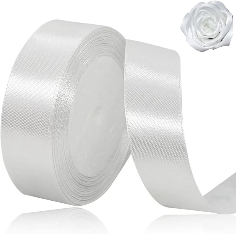 White Ribbon 1 Inch Wide and 25 Yards Long, for Marriage Proposals, Anniversarie