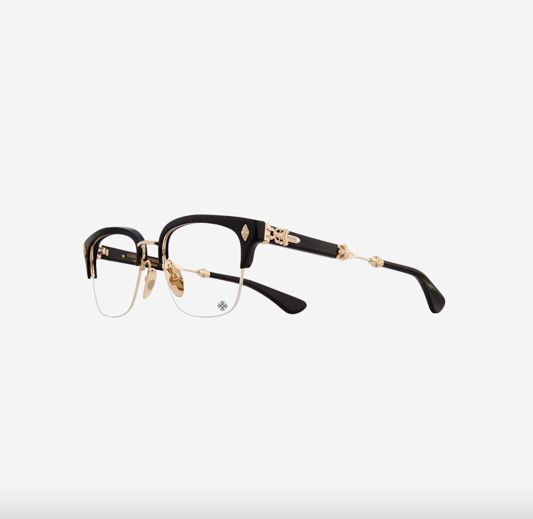Chrome Hearts Evagilist Black Gold Plated Eye Glasses Frame