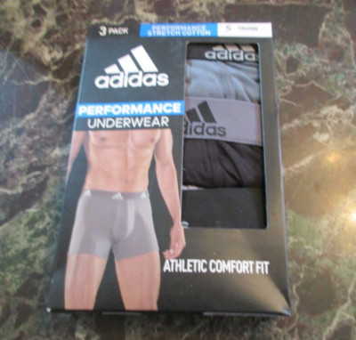 Adidas 3 Pack Asst Performance Stretch Cotton Athletic Trunk Underwear Men's S