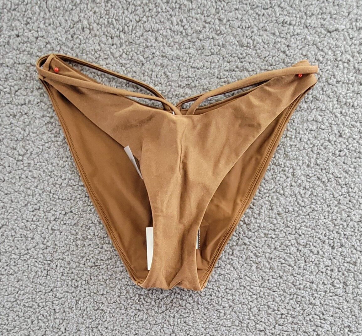 Simkhai Emmalynn Strappy Bikini Bottom Women's XS Bronze Elastic Waist Pull On - Picture 2 of 16