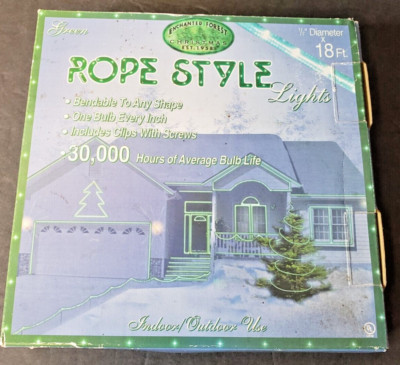 Enchanted Forest Rope Style Lights Green 1/2'' Diameter and 18 Ft long New in Box