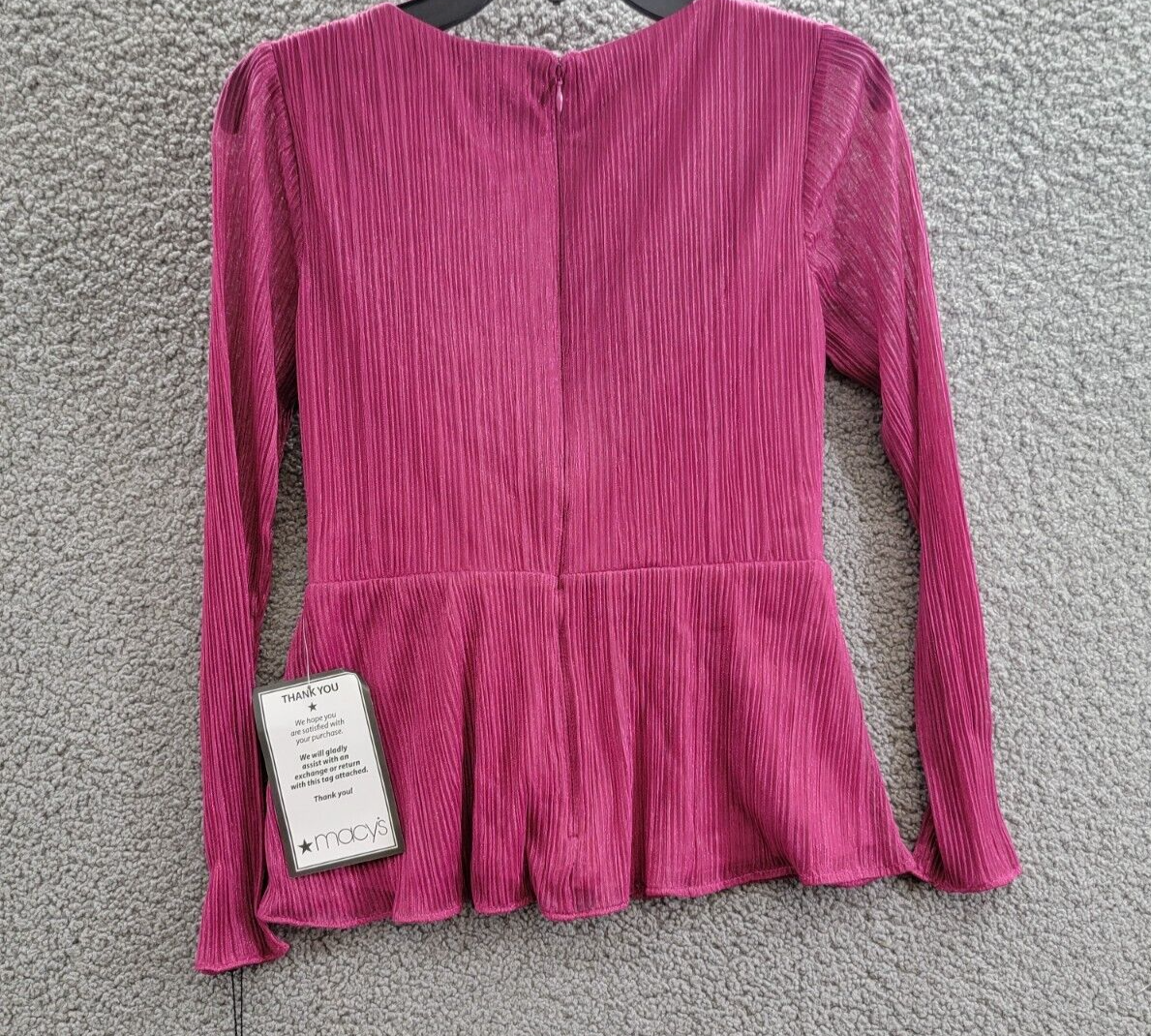 Adrianna Papell Metallic V-Neck Side-Tie Top Women's 0 Magenta Back Zip Closure - Picture 10 of 17