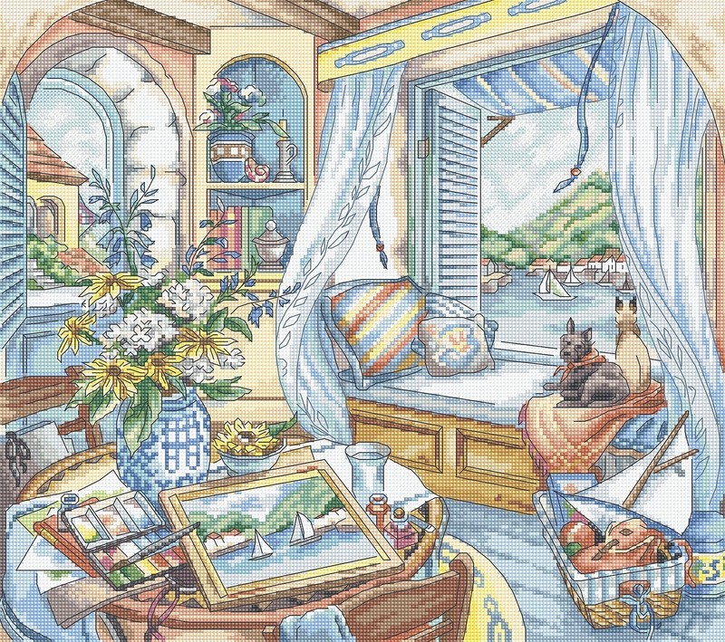 DIY Letistitch Cross-stitch Embroidery Kit Window Seat stitching needlepoint