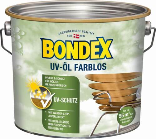 BONDEX UV-Öl farblos, 2,5 l, Wasser-stop Abperleffekt, Witterungsschutz
