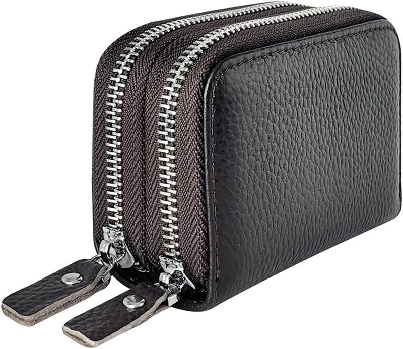 Leather Credit Card Wallet for Women, Zip Wallet, Accordion Style, Multiple Comp