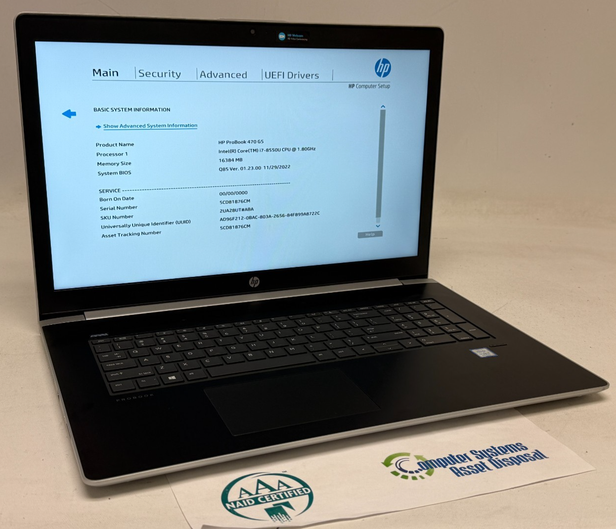 17インチ HP 470 G5 8世代 i5 8250U 1920x1080 FHD 256G/SSD NVMe 8G 