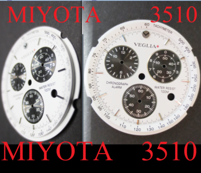 quadrante veglia miyota 3510 chronograph alarm wrist dial watch