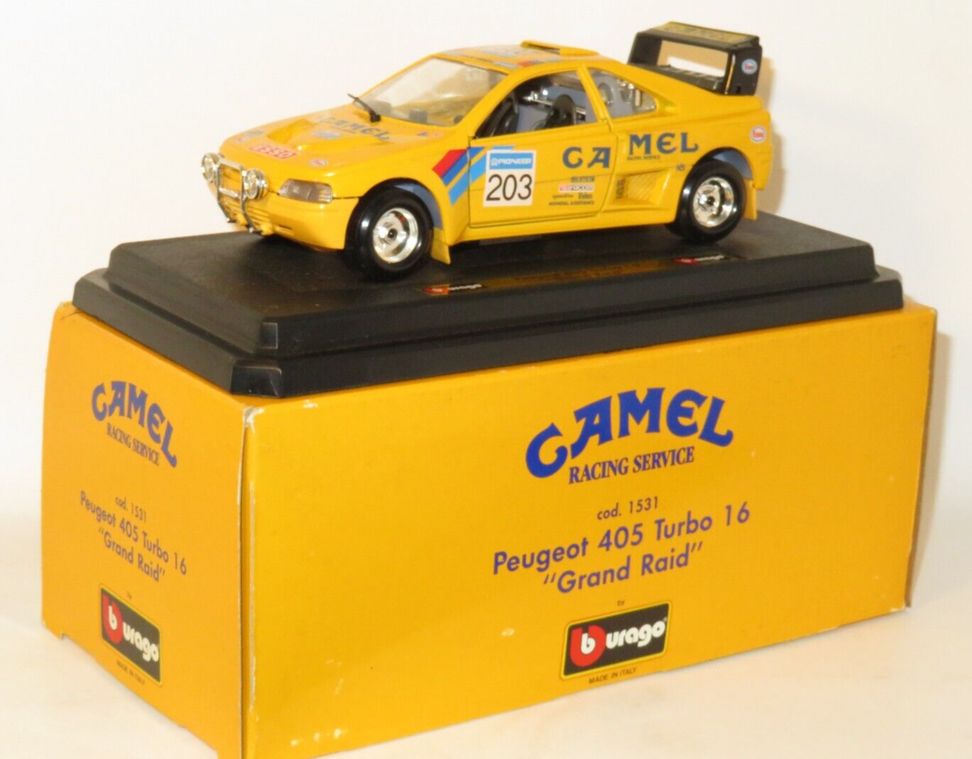 1/24 Burago - Peugeot 405 T16 Grand Raid - CAMEL RACING