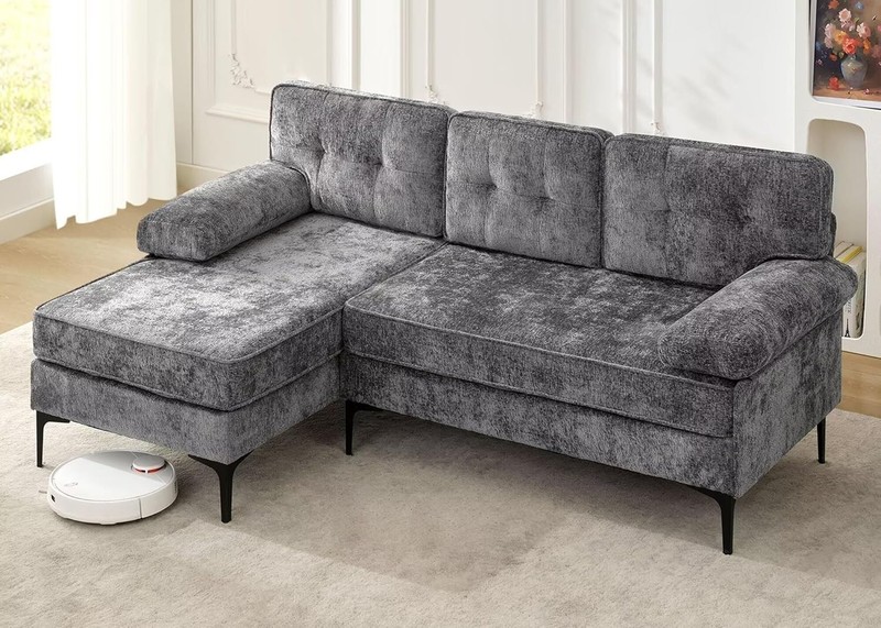 L-Shaped 3-Seat Couch with Reversible Chaise ,Convertible Sectional Sofa