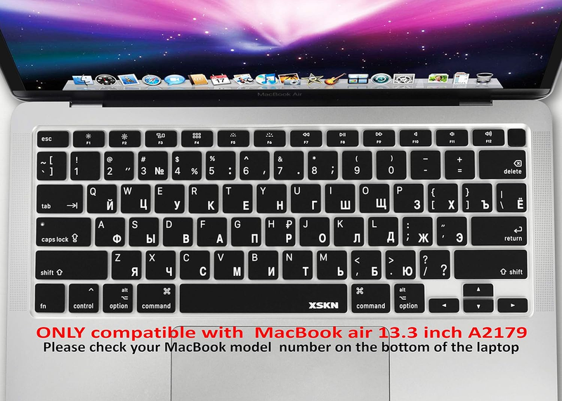 XSKN Russian/English Language Black US Version Silicone Keyboard Cover Skin Comp