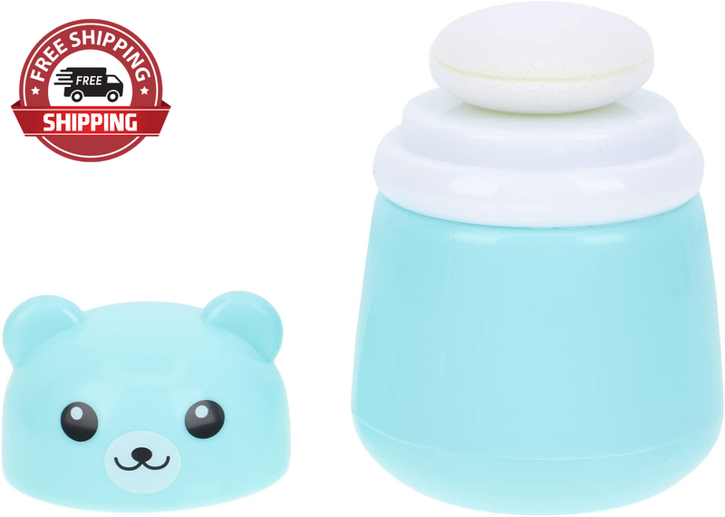 Baby Powder Bottle: Cartoon Bear Powder Puff Box, Infant Loose Powder Box with P