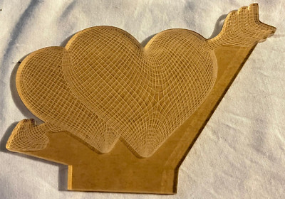 Acrylic Double Heart with Cupid's Arrow