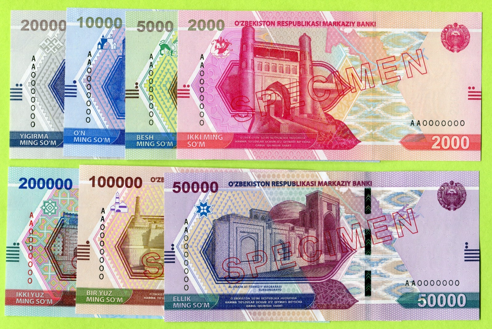 ウズベキスタン 貨幣セット 200000ソム 10000ソム 5000 2000 ウズベキスタン 貨幣セット 200000ソム 10000ソム 5000 2000