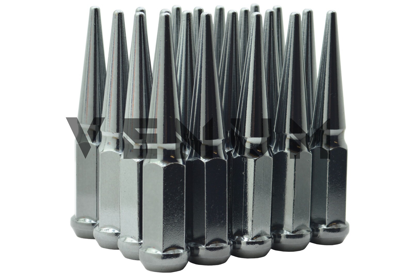 32 Pc Chevy Silverado 2500 3500 Candy Black Chrome 4.5" Spike Lug Nuts