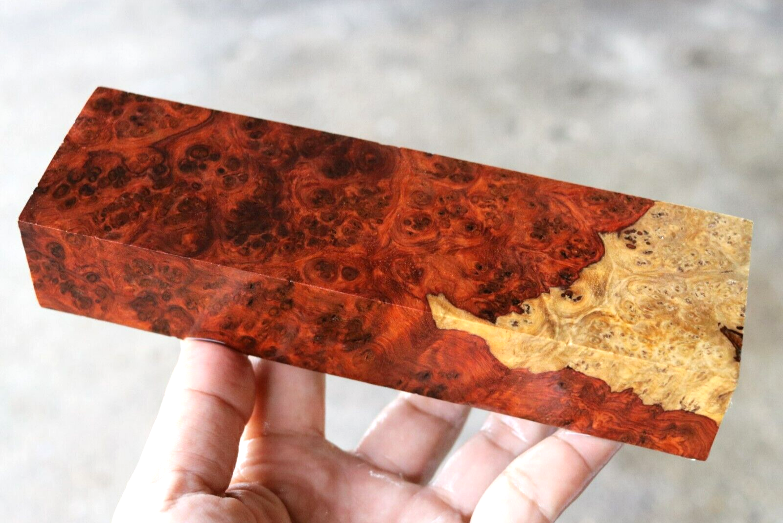 Amboyna Burl, Knife handle, Gun grips, Turning Blank DIY 2"X 7 3/8"X 1 3/8" #284 Amboyna Burl, Knife handle, Gun grips, Turning Blank DIY 2"X 7 3/8"X 1 3/8" #284