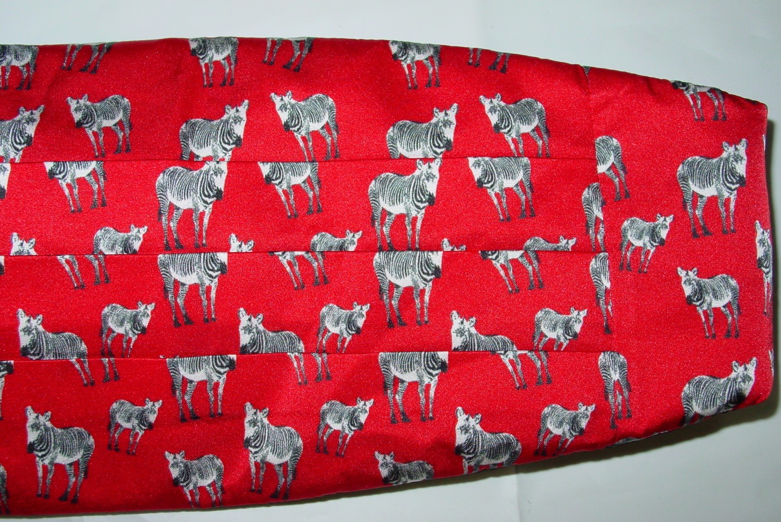 Mens Zebra Red Cummerbund 100% Silk St. Louis Zoo Adjustable Y42