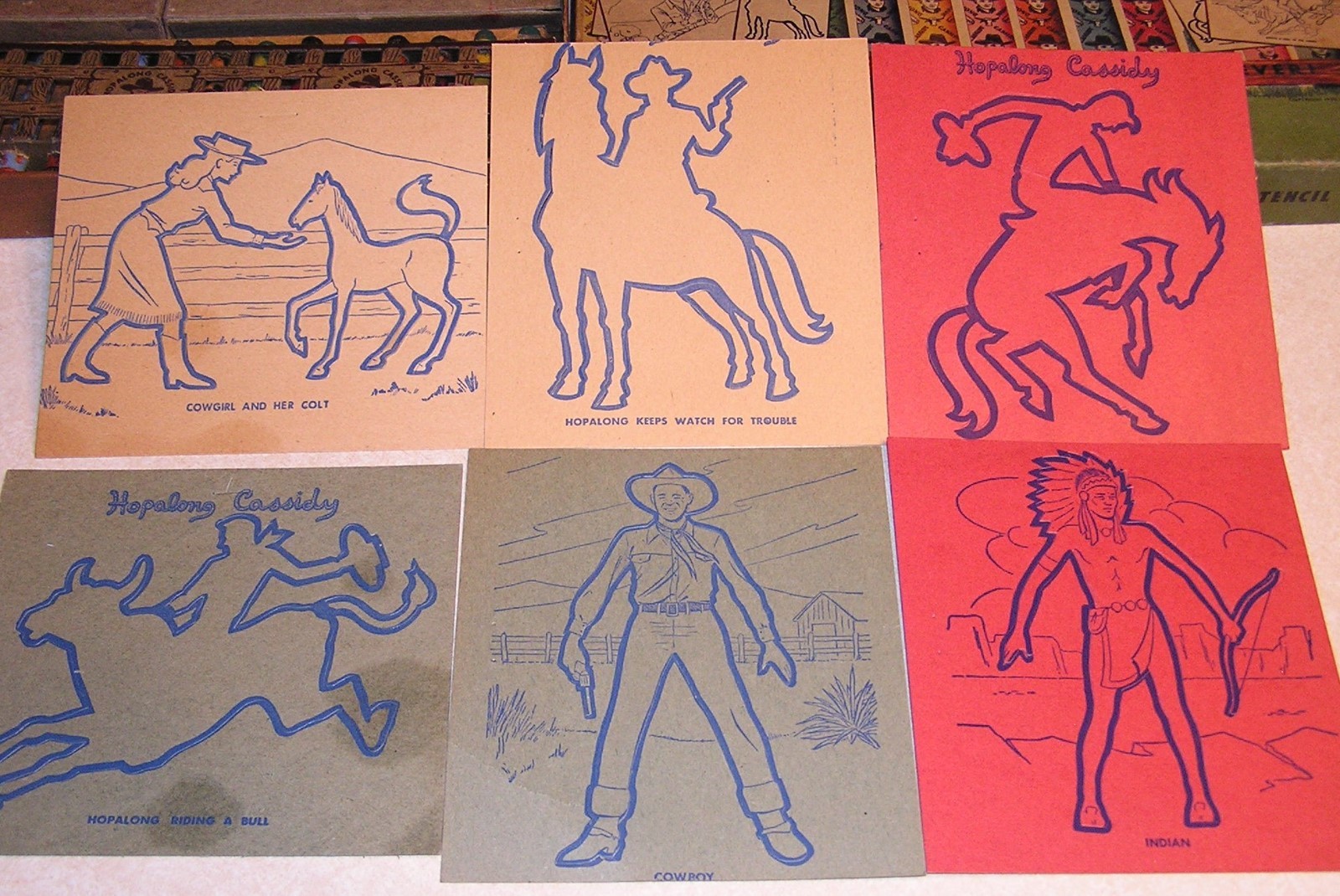 1950 Hopalong Cassidy Roller Skates & Crayon Stencil Set