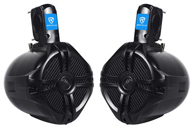Pair Rockville RWB65B 6.5'' Black 2 Way 500 Watt Marine Wakeboard Tower Speakers