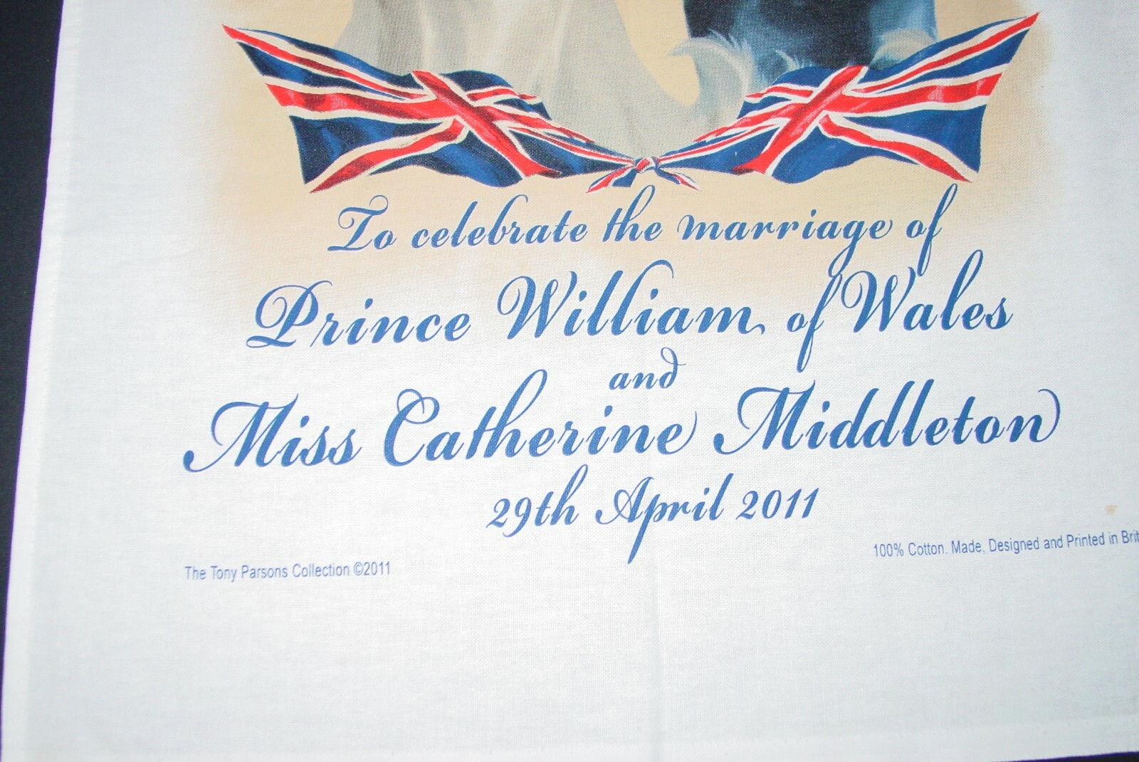 Tony Parsons Collection Tea Towel Prince William Kate 2011 Marriage Celebration
