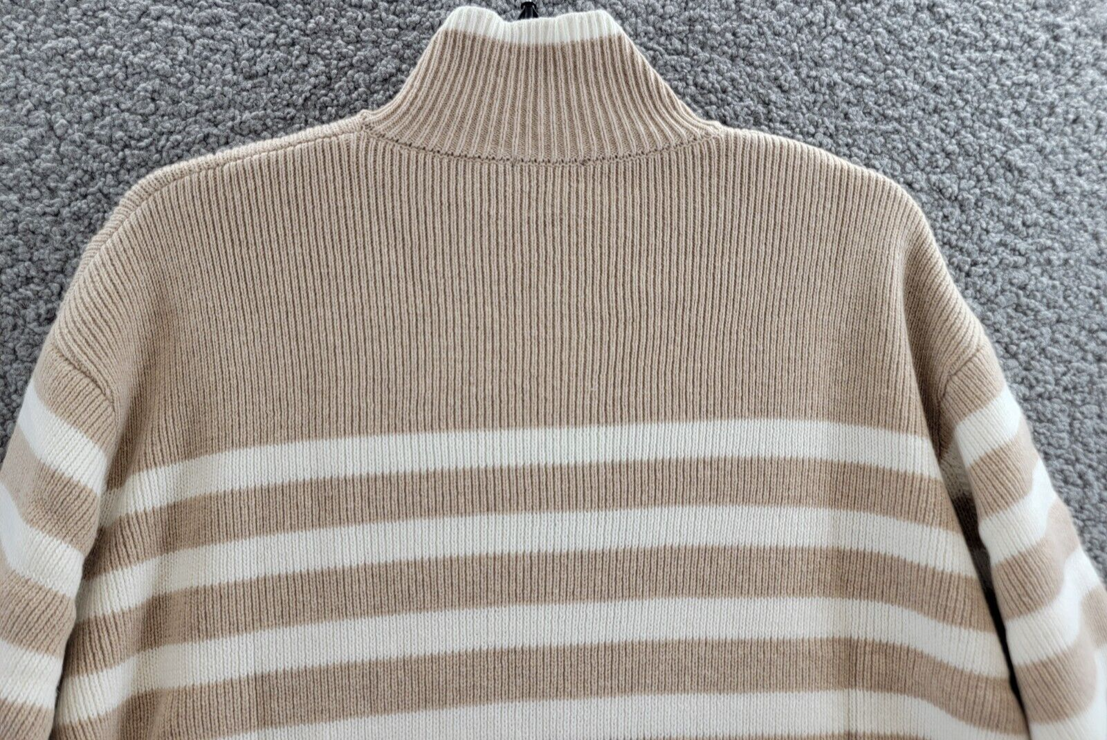 Rails 1/4 Zip Striped Pullover Sweater Women's XS Sand Stripe Merino Wool Blend - Picture 12 of 17
