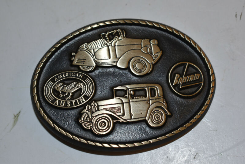 Vintage American Austin Bantam Car Auto Belt Buckle Bronze Oval 3.75 x 2 5/8"