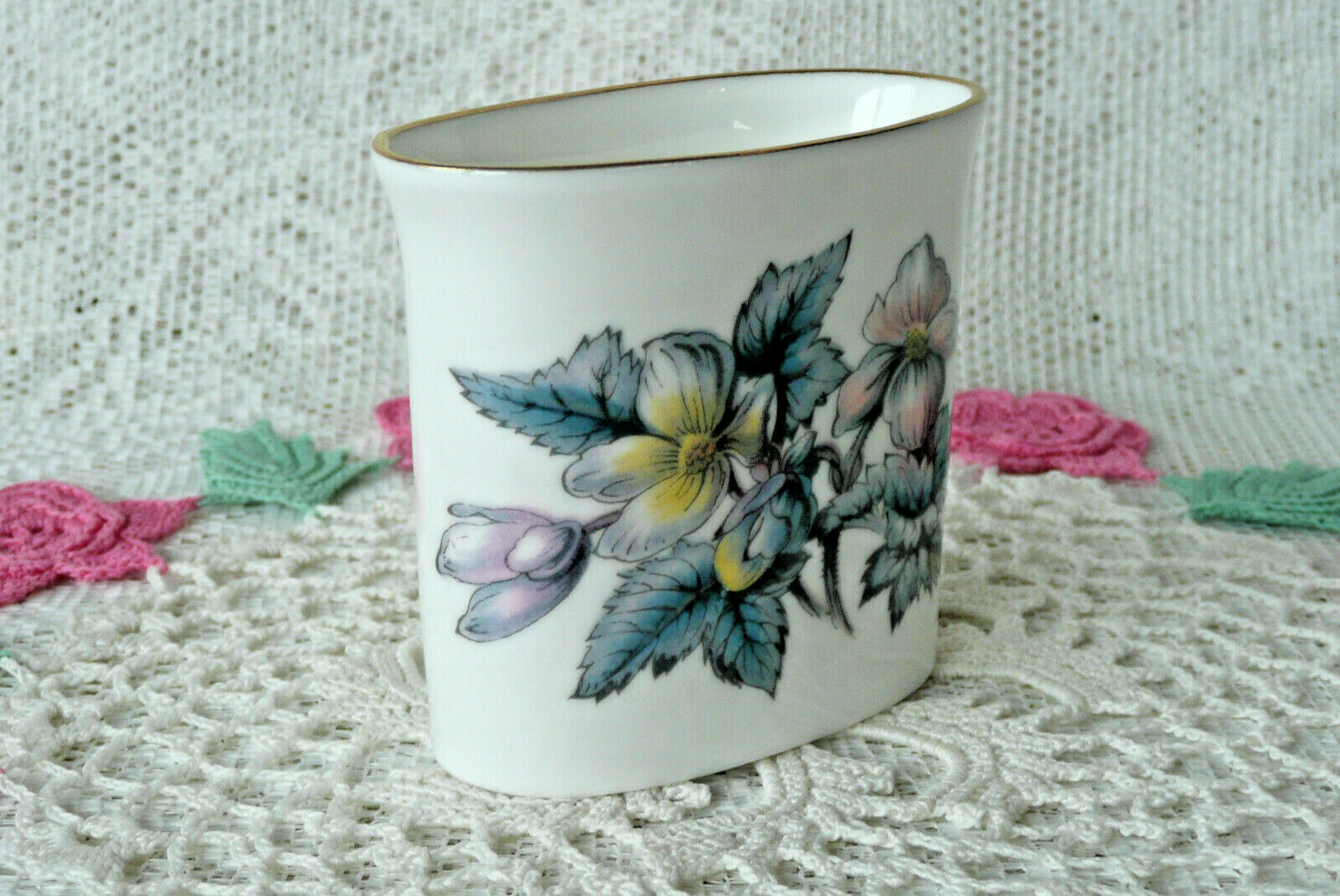 Royal Worcester Fine Bone China Toothpick / Cigarette Holder With Flower Pattern