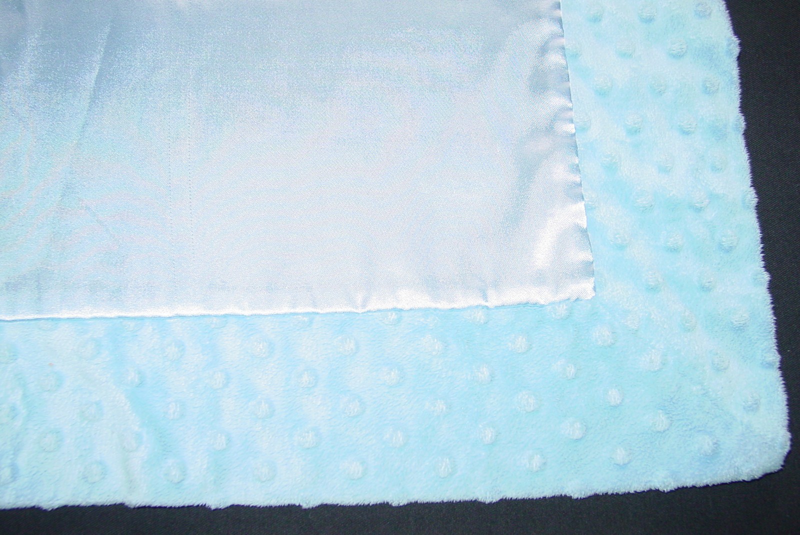 Lullaby Club Blue Dot Minky and Satin Lovey Baby Blanket 28