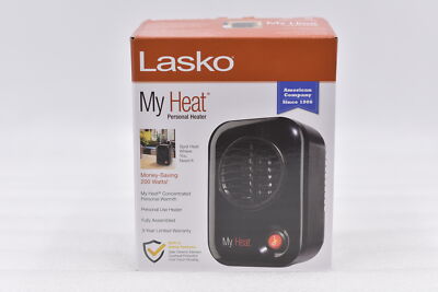 Lasko MyHeat Personal Tabletop Space Heater with Simple Controls Black 200W