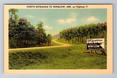 Winslow AR-Arkansas, North Entrance to Winslow, Antique Vintage Postcard
