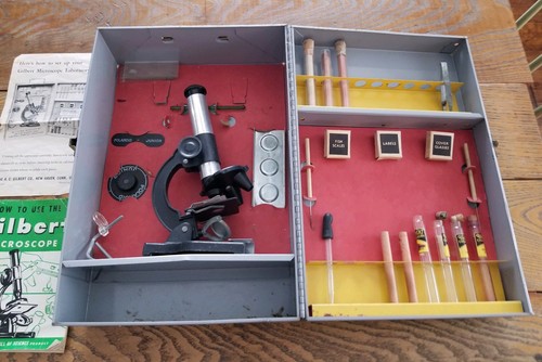 Vintage Gilbert Microscope In Metal Case~Equipment, Manuals~No. M3420