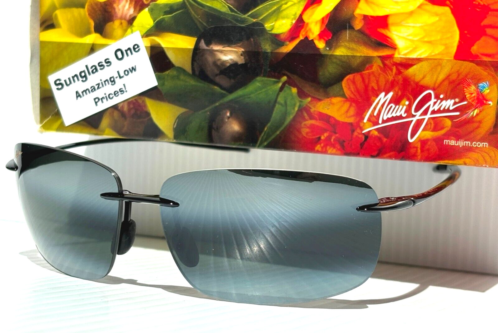Pre-owned Maui Jim Ohai Gloss Black Polarized Neutral Grey Lens Sunglass 334-02 In Gray