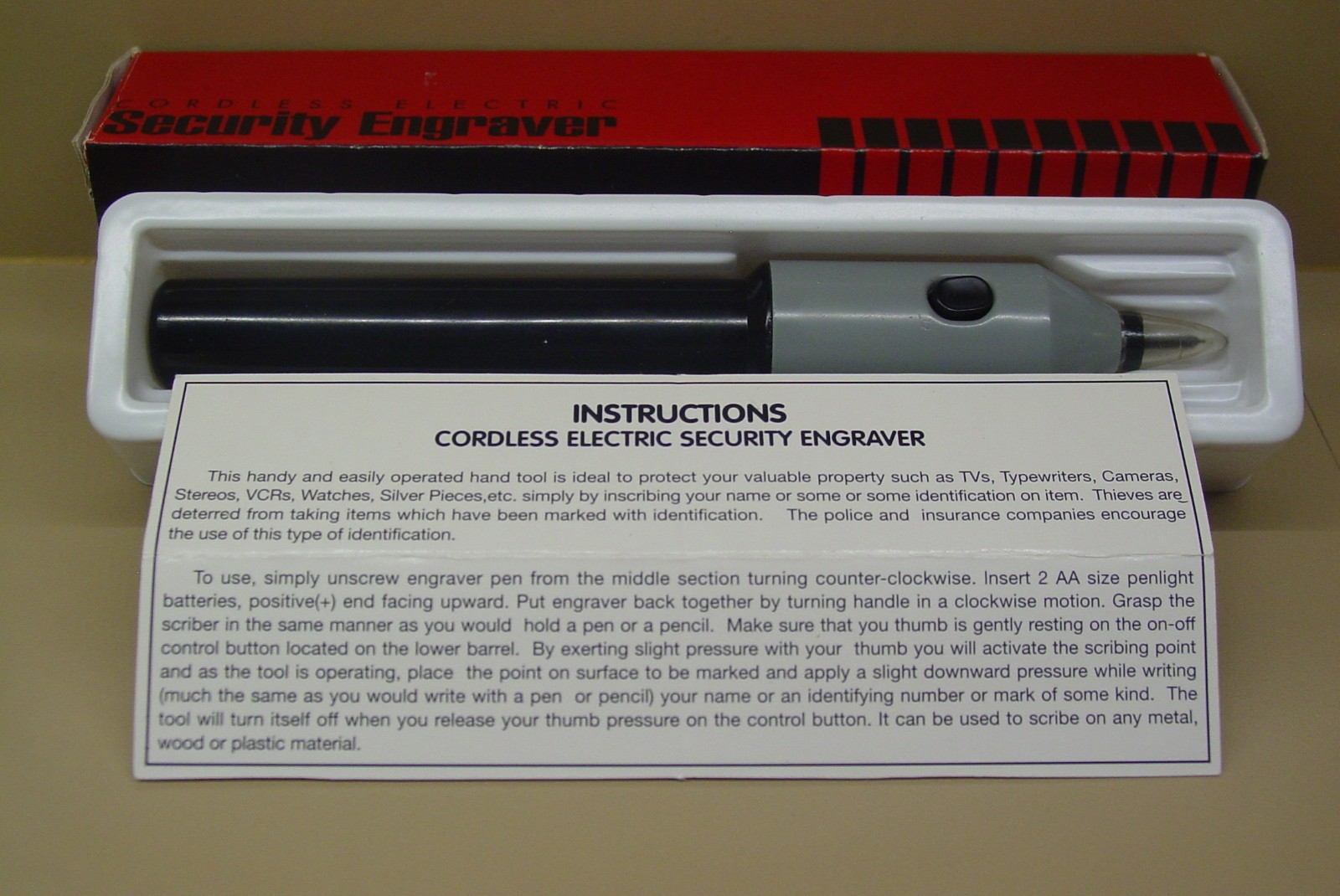 Cordless Electric Security Engraver In Original Box With Manual