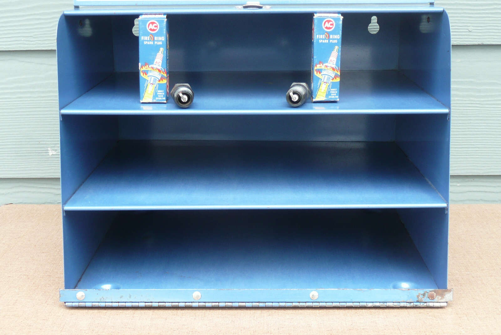 AC Hot Tip Spark Plugs Vintage Metal Cabinet Gas Station Store Display
