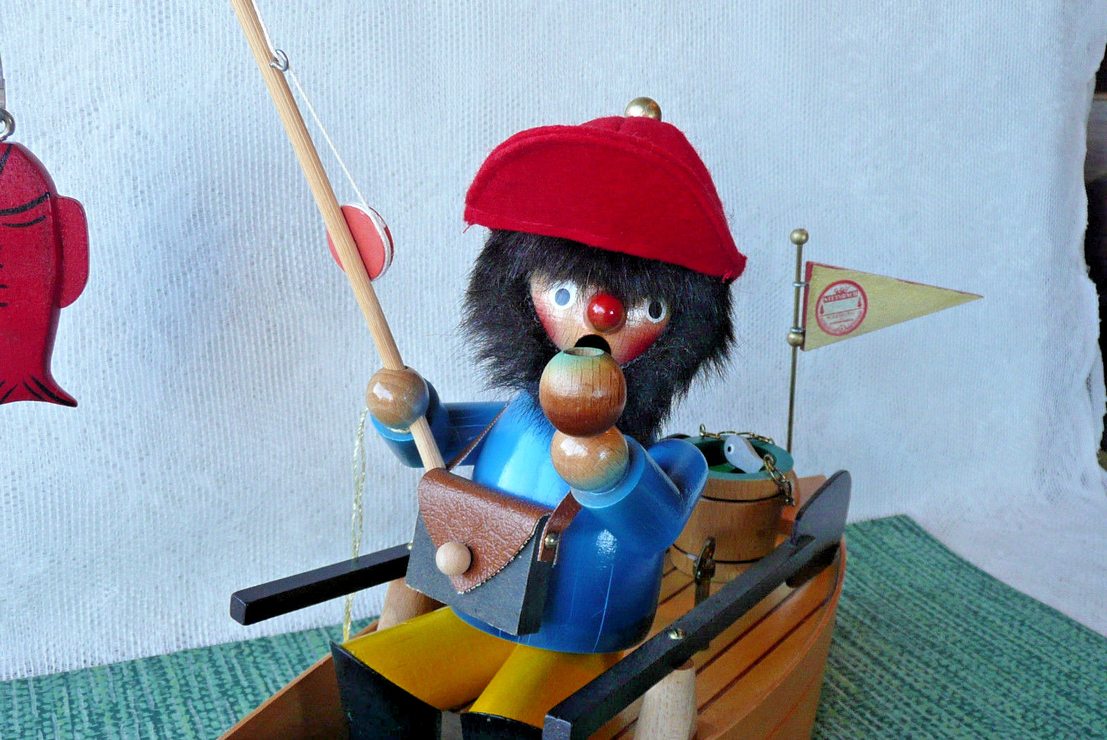 Steinbach Germany Smoker, Fisherman in Boat, Excellent Appearance, Music As Is