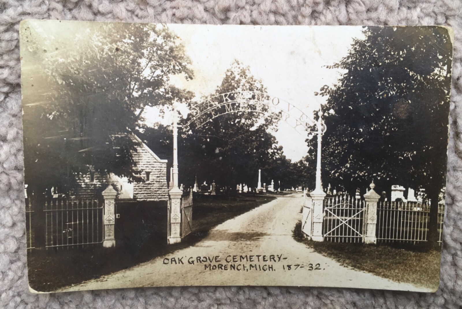 1907 MORENCI MICHIGAN RPPC POSTCARD = OAK GROVE CEMETERY VINTAGE