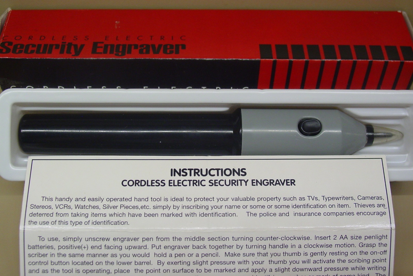 Cordless Electric Security Engraver In Original Box With Manual