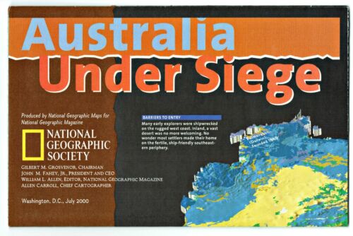  ⫸ 2000-7 July AUSTRALIA Under Siege National Geographic Map Poster School - A1