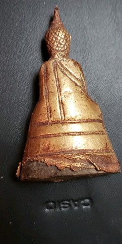 THAI GOLD COATED FOLK BUDDHA--200 TO 300 YEARS OLD--3 INCHES TALL