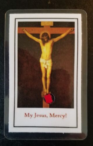 HOLY CROSS RELIC Lord Jesus Christ Crucifix Christian Prayer Card