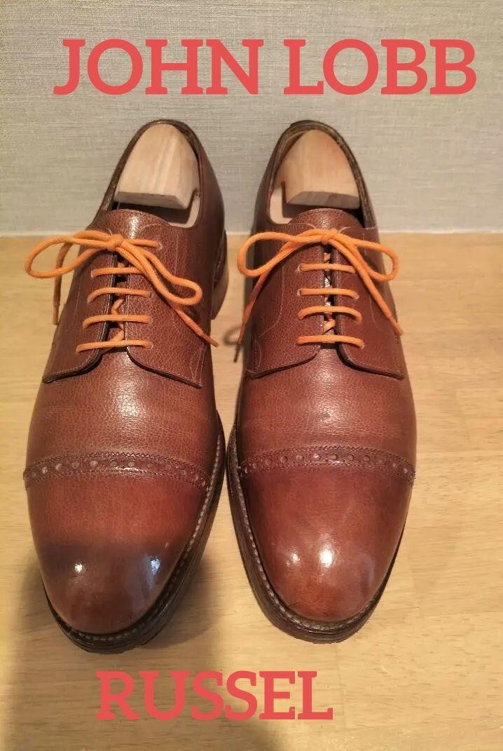 【JOHN LOBB】RUSSEL 　8E John Lobb RUSSEL Punched Cap Toe Derby Shoes Brown Leather