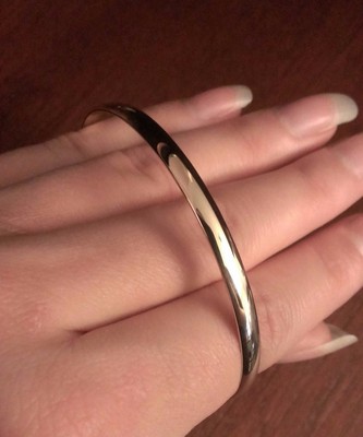 Pre-owned Wishing For Claudia 14k Yellow Gold 7.75" Solid 4mm Polished Round Slip-on Bangle Bracelet