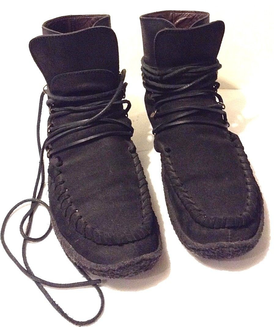 VTG PUNTO PIGRO Italian Mountain Boot 9-9.5 Mukluk Moccasin Medieval Black