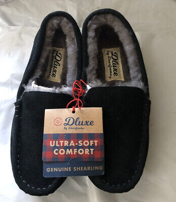 Kids' dluxe by dearfoams Jasper Genuine Shearling Moccasin Slippers size 1