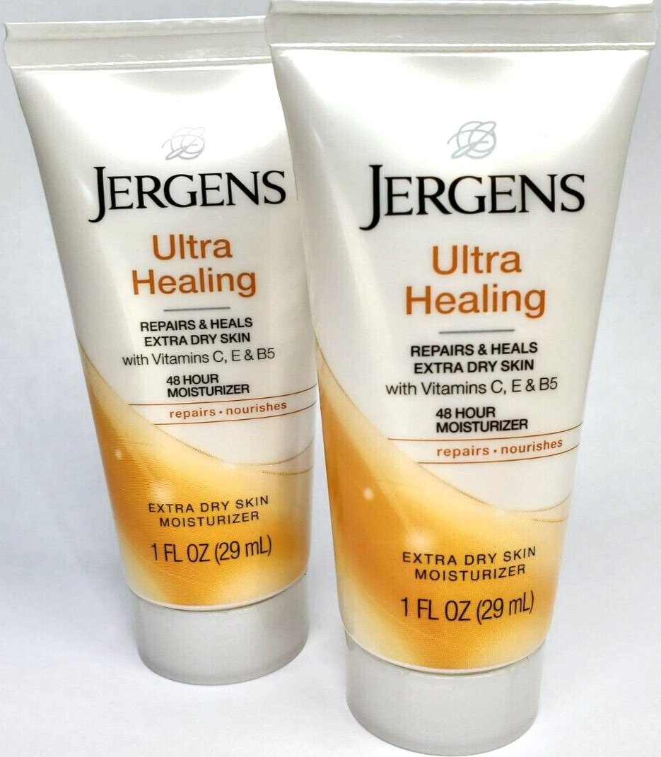 2 Pack - Jergens ULTRA HEALING 48-Hour EXTRA DRY SKIN Moisturizer 1 FL OZ Travel