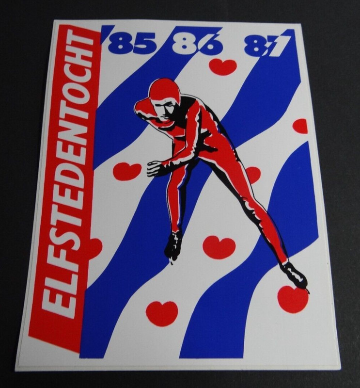 Werbe-Aufkleber Elfstedentocht Eisschnellauf ElfstÃ¤Dtetour  Niederlande 80er
