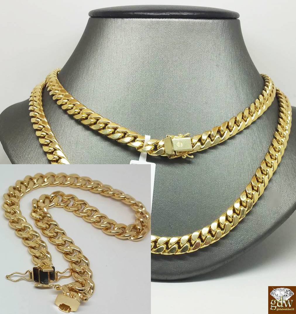 Pre-owned Globalwatches10 8mm 10k Gold Miami Cuban Link Bracelet 7.5" 8" 8.5" 9" Real 10kt Yellow Gold