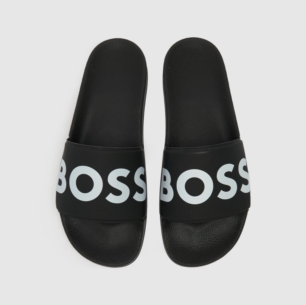 関税込み】Hugo ブラック Logo-Branded スライド HUGO - Slides