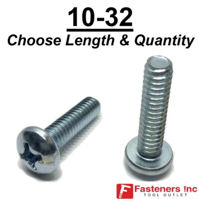 10-32 Phillips Pan Head Machine Screw Zinc Plated Bulk Box (Choose Length & Qty)